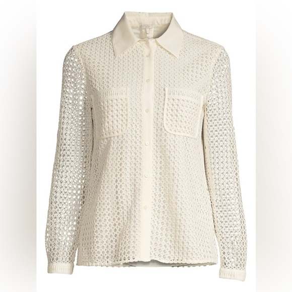 NWT Joie Merredin Mesh Crochet Blouse - Picture 4 of 16